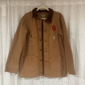 Carhartt Men's Tan Shirt Jacket with The Hoosier (Indiana University)Logo